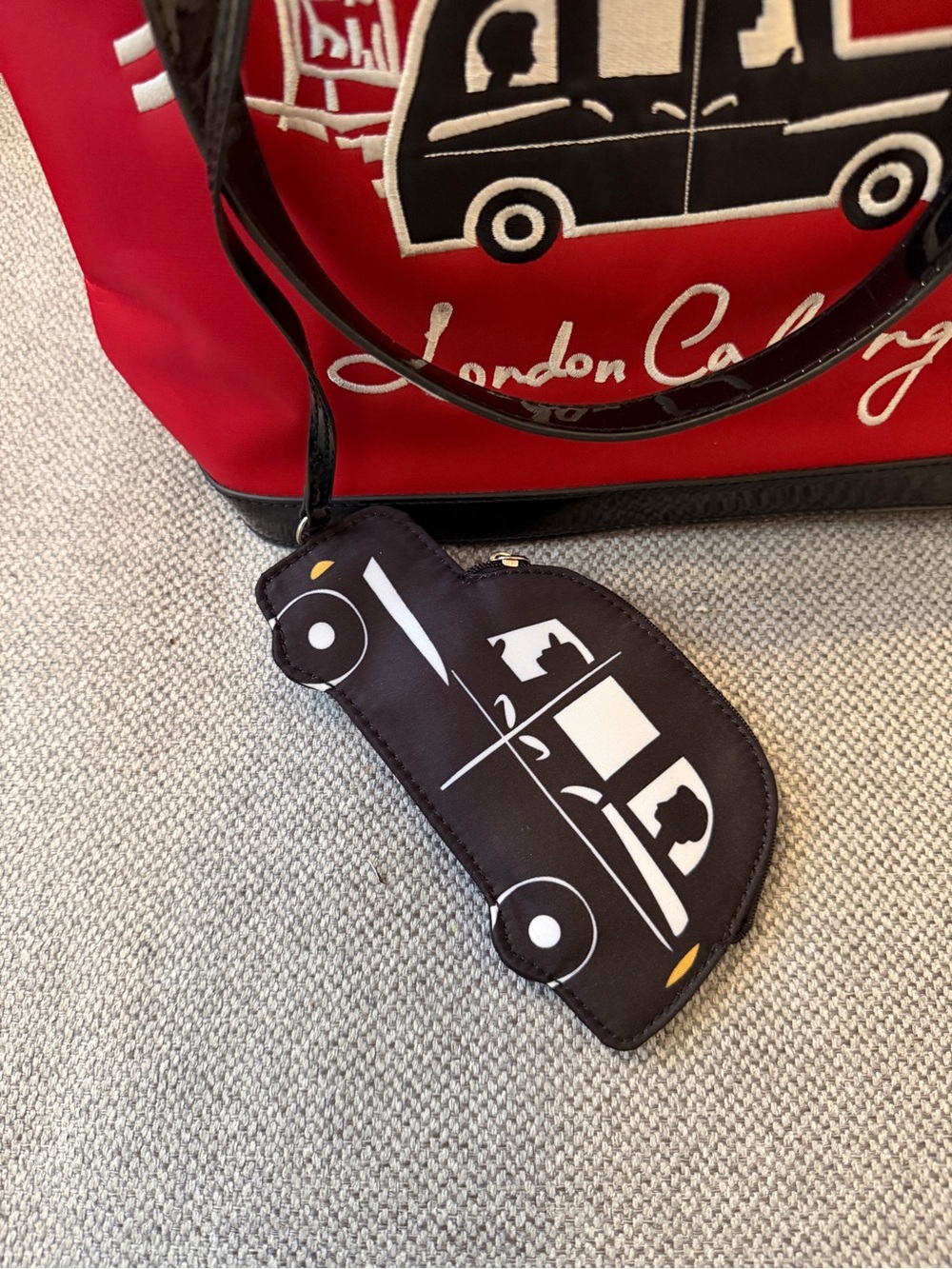 Lulu Guinness Red London Calling Tote with Black and White Accents - Picture 3 of 9